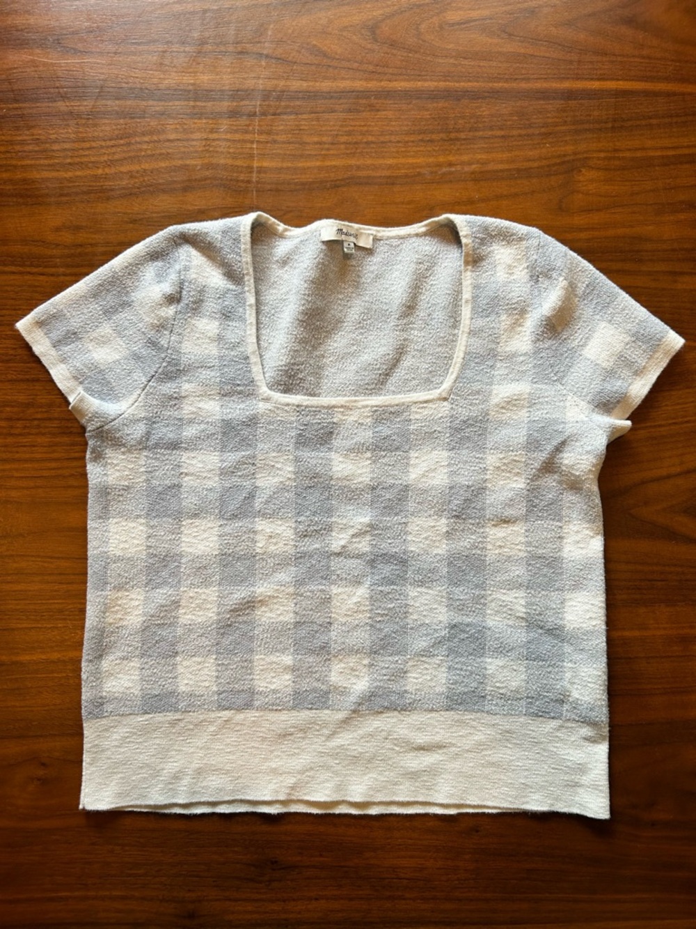 Madewell Square Neck Check Knit Top